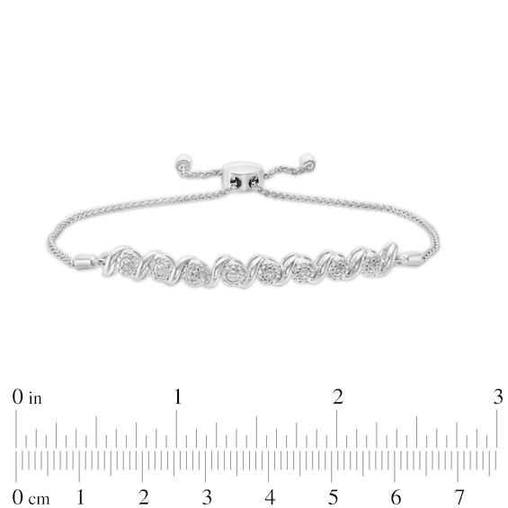 Diamond Accent "S" Link Bolo Bracelet in Sterling Silver - 9.5"