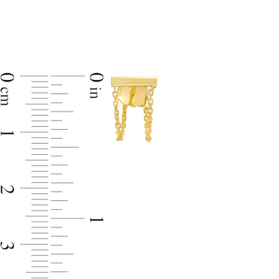 Horizontal Bar with Chain Front/Back Earrings in 10K Gold