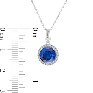 Blue and White Lab-Created Sapphire Frame Pendant and Drop Earrings Set in 10K White Gold