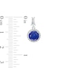 Thumbnail Image 3 of Blue and White Lab-Created Sapphire Frame Pendant and Drop Earrings Set in 10K White Gold