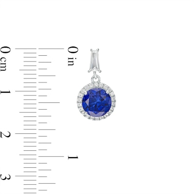 Blue and White Lab-Created Sapphire Frame Pendant and Drop Earrings Set in 10K White Gold