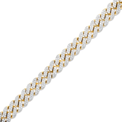 Men's 2.95 CT. T.W. Diamond Curb Chain Bracelet in 10K Gold – 8.5"