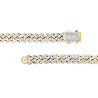 Men's 2.95 CT. T.W. Diamond Curb Chain Bracelet in 10K Gold – 8.5"