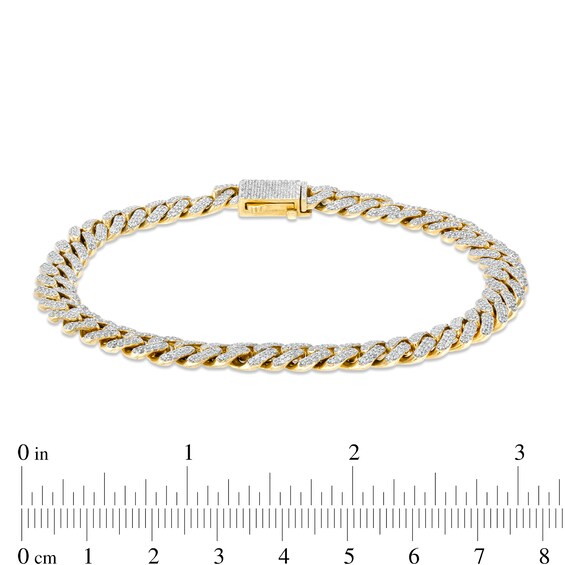 Men's 2.95 CT. T.W. Diamond Curb Chain Bracelet in 10K Gold – 8.5"