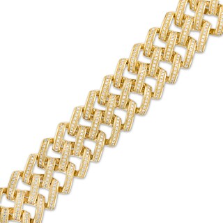 Men's 2.25 CT. T.W. Diamond Double Curb Chain Bracelet in 10K Gold – 8.5"