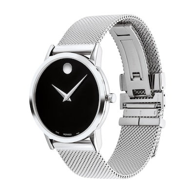 Ladies' Movado Museum Classic Mesh Watch with Black Dial (Model: 0607646)