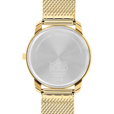 Men's Movado Bold® Thin Crystal Accent Gold-Tone IP Mesh Watch with Gold-Tone Dial (Model: 3600903)