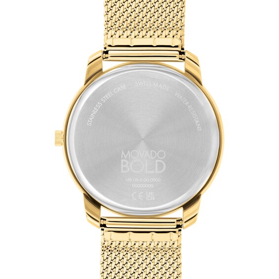 Men's Movado Bold® Thin Crystal Accent Gold-Tone IP Mesh Watch with Gold-Tone Dial (Model: 3600903)