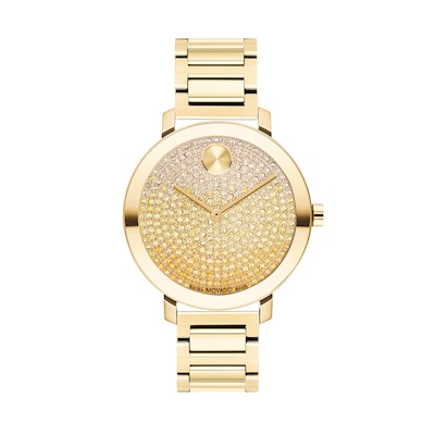 Ladies' Movado Bold® Evolution Gold-Tone IP Watch with Multi-Coloured Ombré Crystal Dial (Model: 3600931)