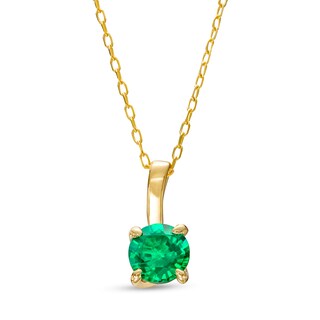 6.0mm Lab-Created Emerald Solitaire Drop Pendant in 10K Gold