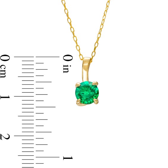 6.0mm Lab-Created Emerald Solitaire Drop Pendant in 10K Gold