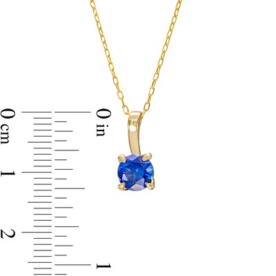 6.0mm Blue Lab-Created Sapphire Solitaire Drop Pendant in 10K Gold