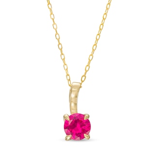 6.0mm Lab-Created Ruby Solitaire Drop Pendant in 10K Gold