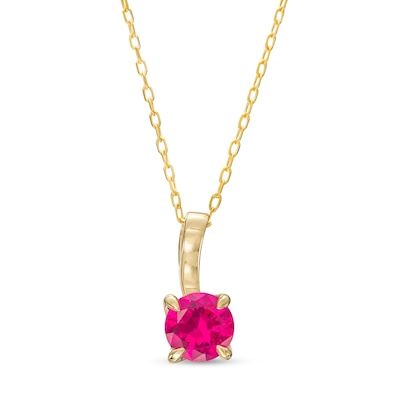 6.0mm Lab-Created Ruby Solitaire Drop Pendant in 10K Gold