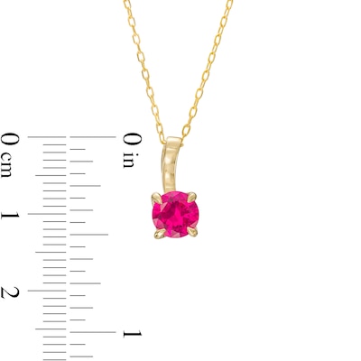 6.0mm Lab-Created Ruby Solitaire Drop Pendant in 10K Gold