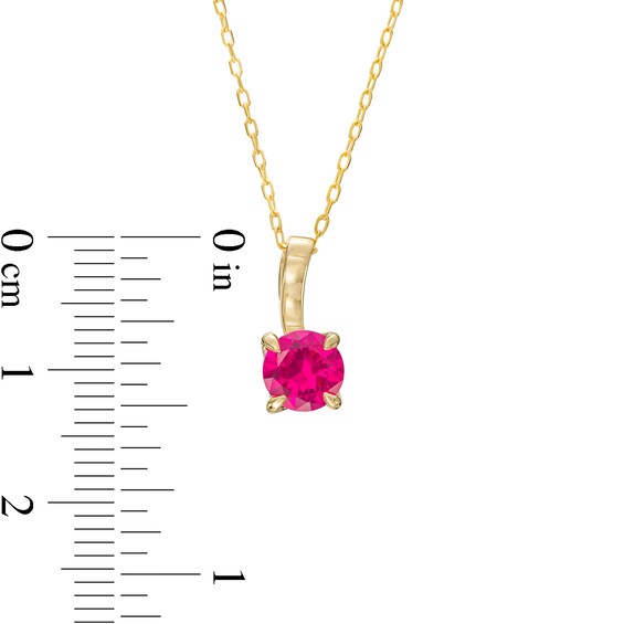 6.0mm Lab-Created Ruby Solitaire Drop Pendant in 10K Gold