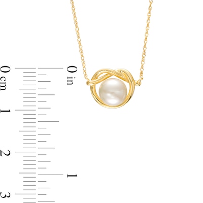 Freshwater Cultured Pearl Love Knot Necklace and Stud Earrings Set in 10K Gold