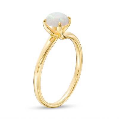 6.0mm Lab-Created Opal Solitaire Bypass Ring in 10K Gold