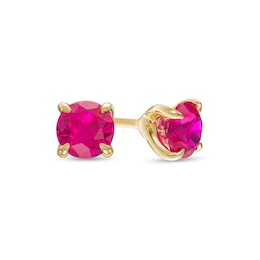 5.0mm Lab-Created Ruby Solitaire Stud Earrings in 10K Gold