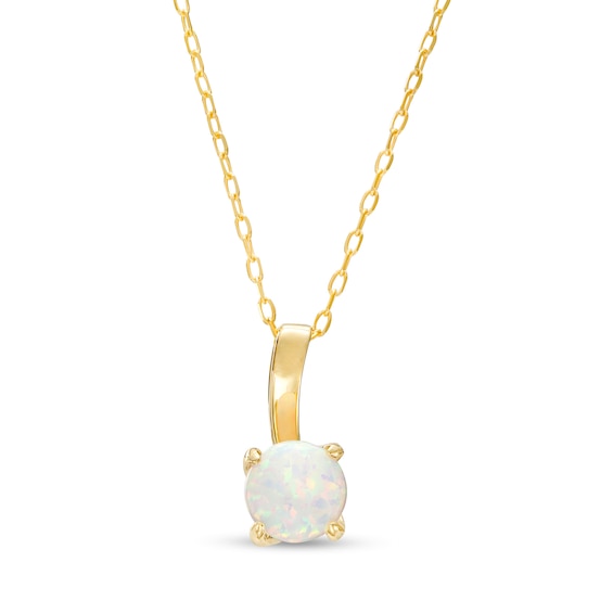 6.0mm Lab-Created Opal Solitaire Drop Pendant in 10K Gold