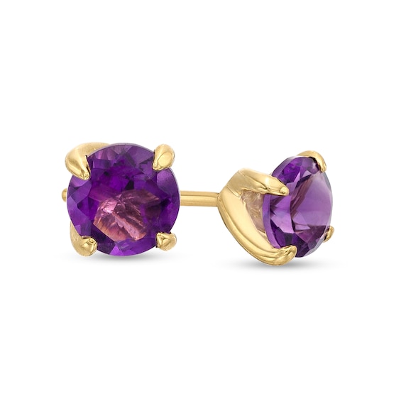 5.0mm Amethyst Solitaire Stud Earrings in 10K Gold