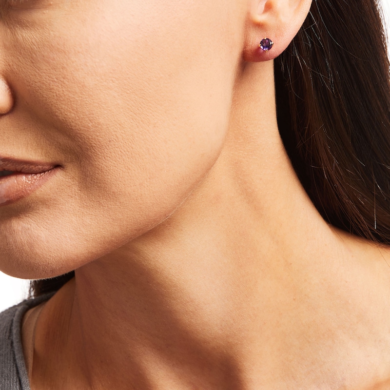 5.0mm Amethyst Solitaire Stud Earrings in 10K Gold|Peoples Jewellers