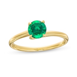 6.0mm Lab-Created Emerald Solitaire Bypass Ring in 10K Gold
