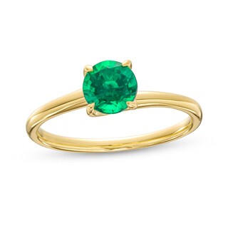 6.0mm Lab-Created Emerald Solitaire Bypass Ring in 10K Gold