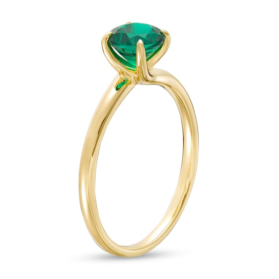 6.0mm Lab-Created Emerald Solitaire Bypass Ring in 10K Gold