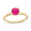 Thumbnail Image 1 of 6.0mm Lab-Created Ruby Solitaire Bypass Ring in 10K Gold