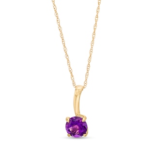 6.0mm Amethyst Solitaire Drop Pendant in 10K Gold