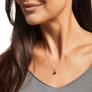 6.0mm Amethyst Solitaire Drop Pendant in 10K Gold