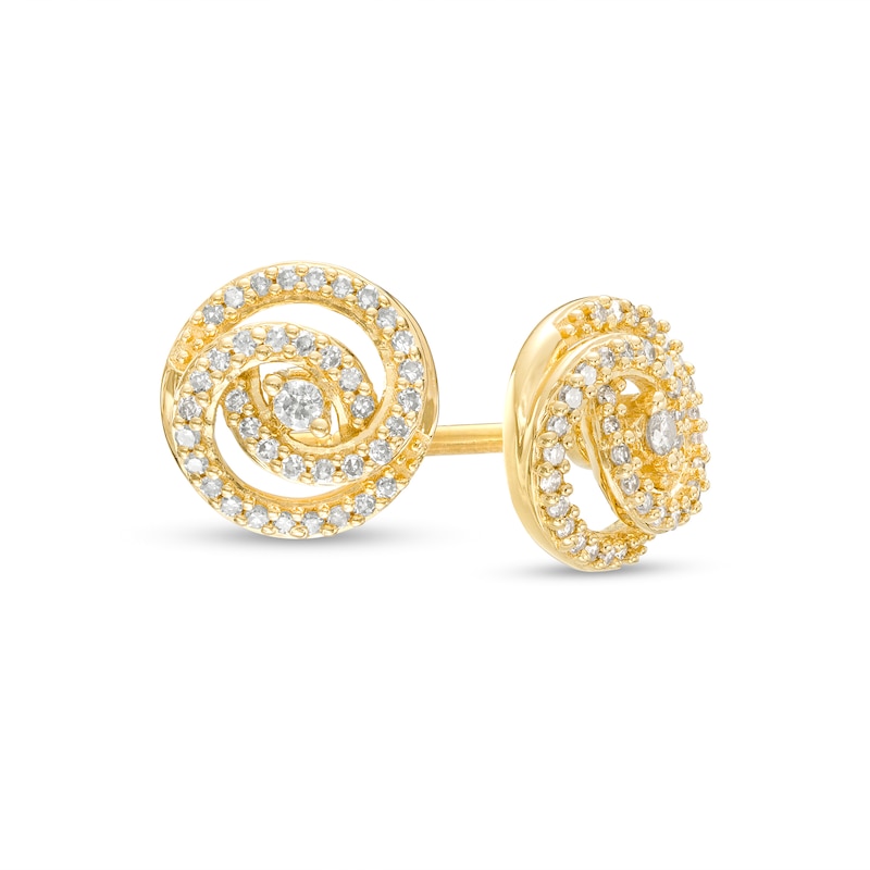 0.15 CT. T.W. Diamond Spiral Crossover Stud Earrings in 10K Gold|Peoples Jewellers
