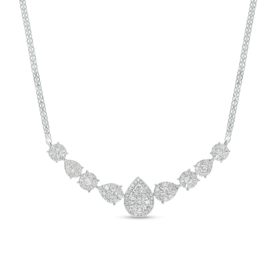 2.00 CT. T.W. Multi-Diamond Alternating Shape Necklace in 10K White Gold