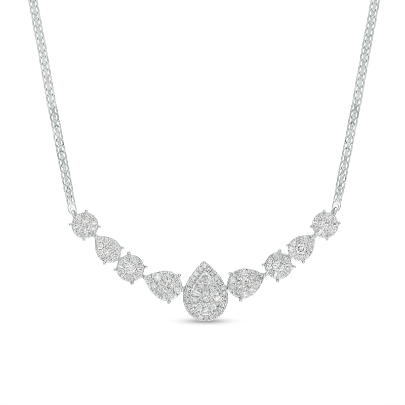 2.00 CT. T.W. Multi-Diamond Alternating Shape Necklace in 10K White Gold|Peoples Jewellers