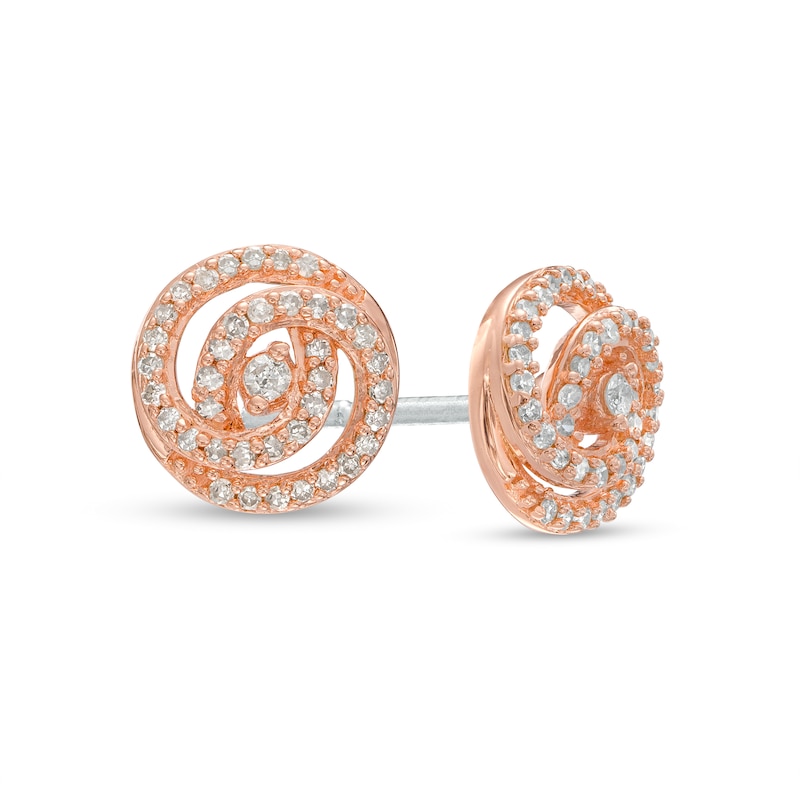 0.15 CT. T.W. Diamond Spiral Crossover Stud Earrings in 10K Rose Gold|Peoples Jewellers