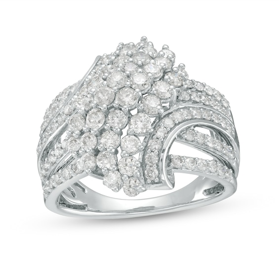 2.00 CT. T.W. Multi-Diamond Multi-Row Ring in 10K White Gold