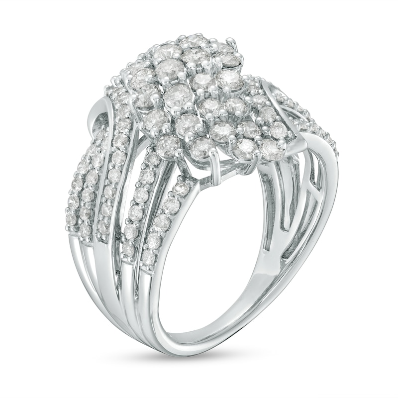 2.00 CT. T.W. Multi-Diamond Multi-Row Ring in 10K White Gold|Peoples Jewellers