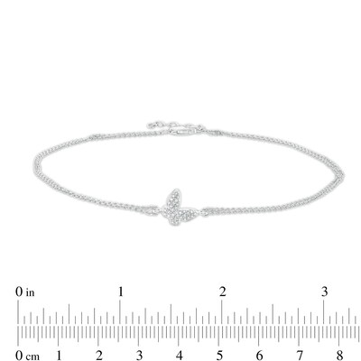 0.065 CT. T.W. Diamond Butterfly Anklet in Sterling Silver – 10"