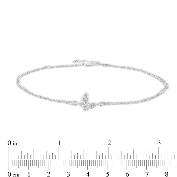 0.065 CT. T.W. Diamond Butterfly Anklet in Sterling Silver – 10"