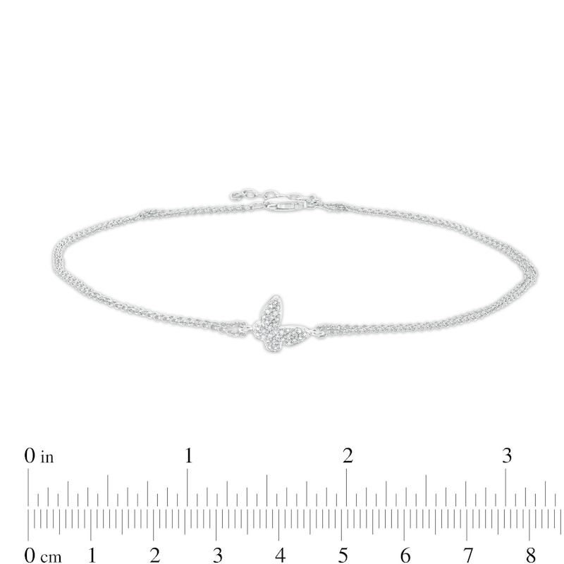 0.065 CT. T.W. Diamond Butterfly Anklet in Sterling Silver – 10"|Peoples Jewellers