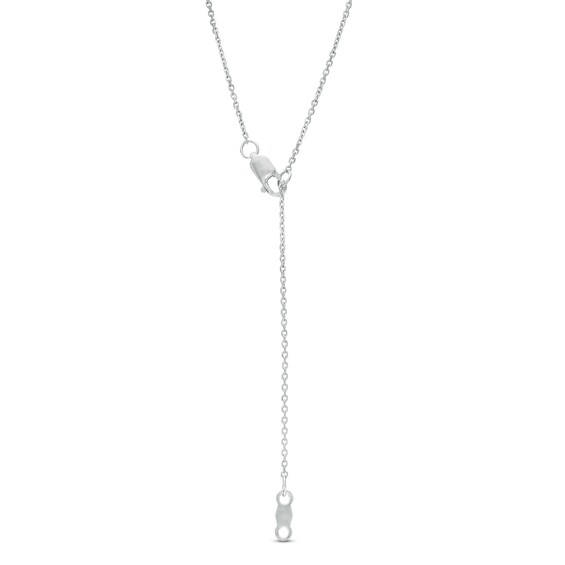 Marquise Blue and White Lab-Created Sapphire Alternating "Y" Necklace in Sterling Silver