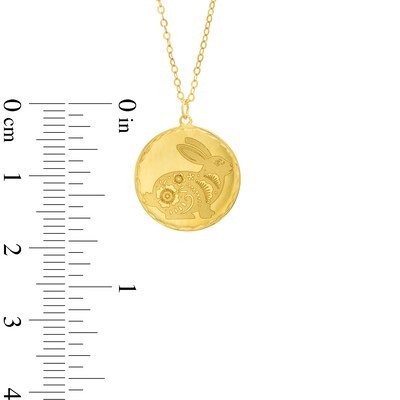 Dainty Rabbit Disc Pendant in 14K Gold