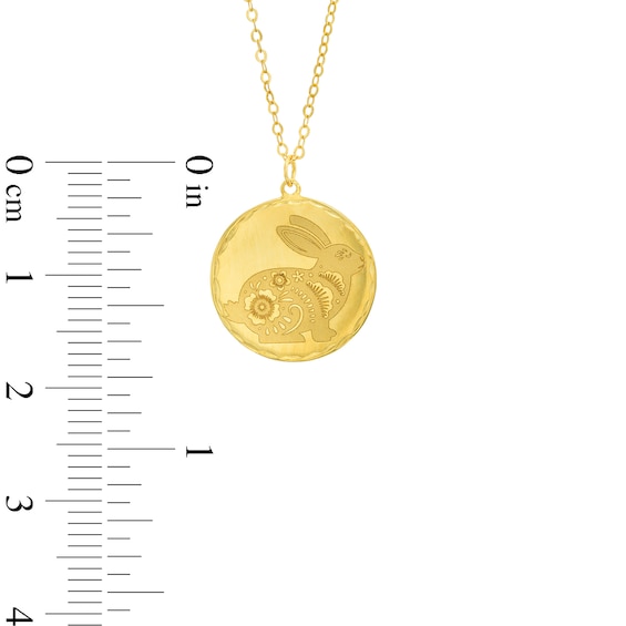 Dainty Rabbit Disc Pendant in 14K Gold