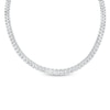 Thumbnail Image 0 of Cushion-Cut and Marquise White Lab-Created Sapphire Stacked Choker Necklace in Sterling Silver – 16"