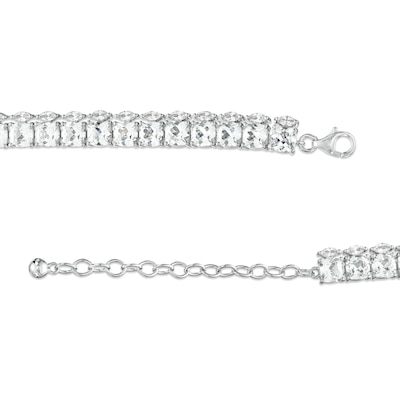 Cushion-Cut and Marquise White Lab-Created Sapphire Stacked Choker Necklace in Sterling Silver – 16"