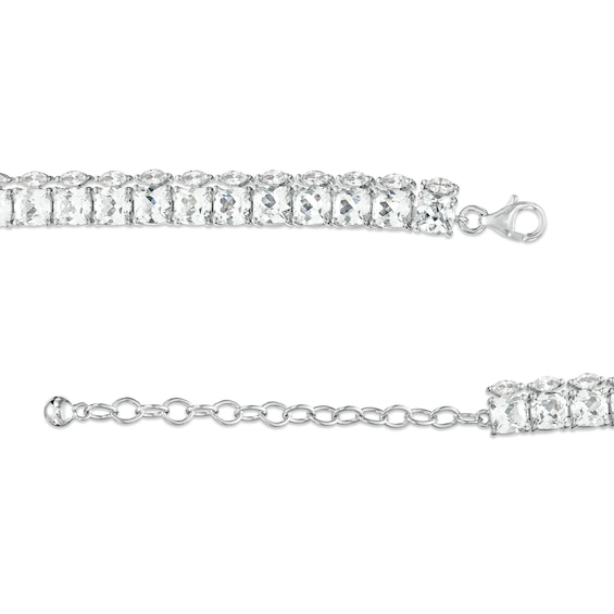 Cushion-Cut and Marquise White Lab-Created Sapphire Stacked Choker Necklace in Sterling Silver – 16"