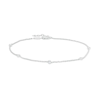 0.16 CT. T.W. Diamond Five Stone Station Anklet in 10K White Gold – 10"