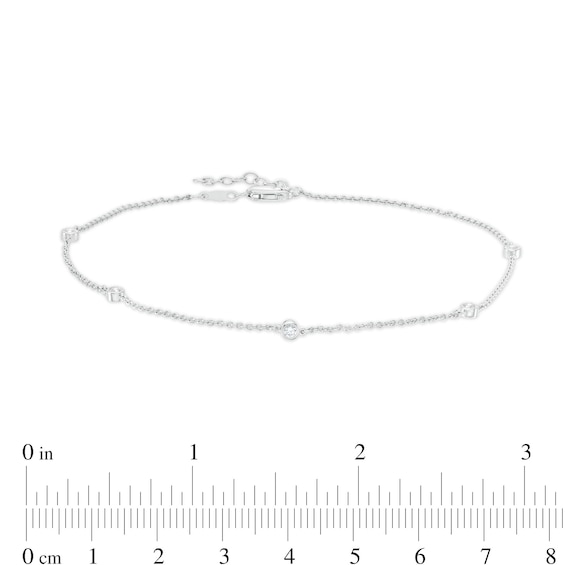 0.16 CT. T.W. Diamond Five Stone Station Anklet in 10K White Gold – 10"