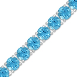 5.0mm Swiss Blue Topaz Tennis Bracelet in Sterling Silver - 7.5&quot;